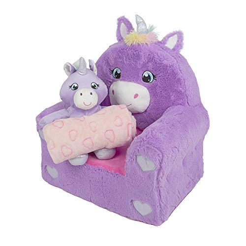 G-on Sillón de peluche para niños, 3 juegos diferentes, león, unicornio, elefante (silla de peluche de unicornio)