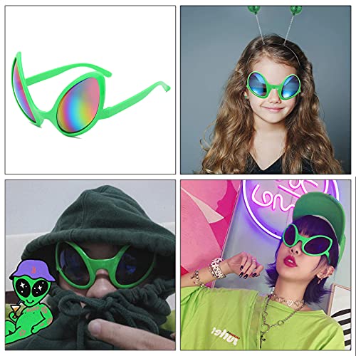 Gafas AlieníGenas De Moda, Antena Diadema Set 2 Piezas De PelíCula De Color De Marco Plateado Y PelíCula De Color De Marco Verde, 2 Piezas De Diadema AlieníGena, Adecuado Como Accesorios Para Fotos