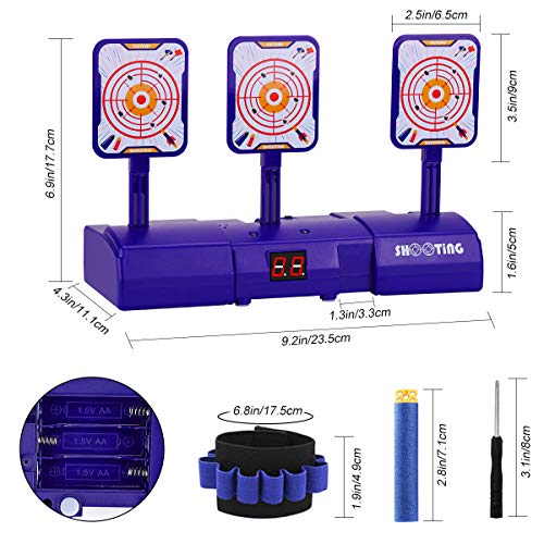 Gafild Objetivos de Tiro Eléctrico, Reinicio Automático, Tablero de Puntuación con Pantalla LCD Efecto de Sonido de Luz, para Nerf Guns Blaster Elite/Mega/Rival Series