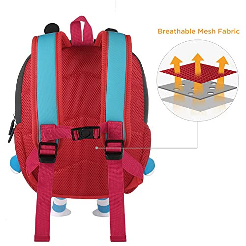 GAGAKU® Mochila infantil para niños de 2 a 6 años con dibujos animados en 3D, de neopreno, para guardería, con correa para el pecho y correa antipérdida., 3 robots, S