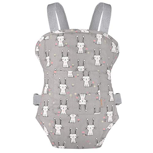 GAGAKU Muñeca Transporte Doll Carrier Delantera y Trasera de Bebé de Algodón para Niños - Conejo Gris