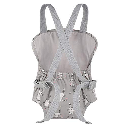 GAGAKU Muñeca Transporte Doll Carrier Delantera y Trasera de Bebé de Algodón para Niños - Conejo Gris