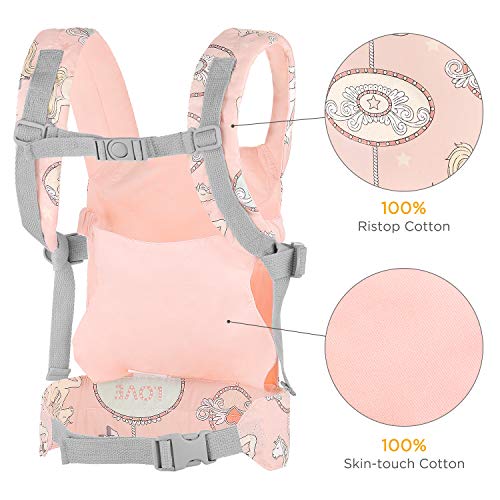 GAGAKU Muñeca Transporte Doll Carrier Delantera y Trasera de Bebé de Algodón para Niños de hasta 18 Meses (Carrusel)