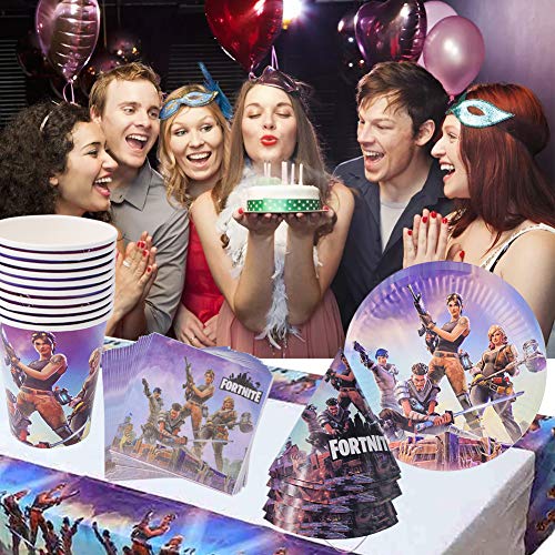 Game Party Supplies Party Tableware Design Includes Banners, Plates, Mugs, Napkins, Beanie, Spoon, Forks and Knives Video Gaming Party Supplies