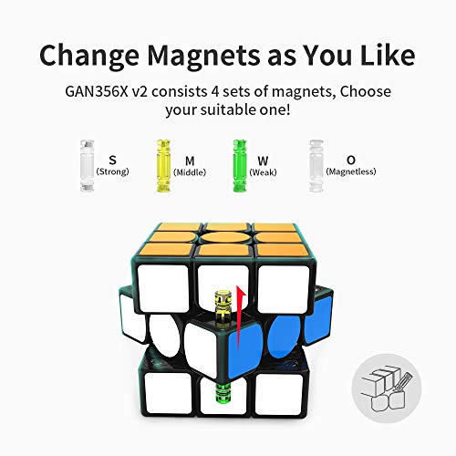 GAN 356X v2, 3x3 Cubo Mágico Speed Puzzle de Gans Magnético Cube Juguete Rompecabezas (Sin Pegatinas)