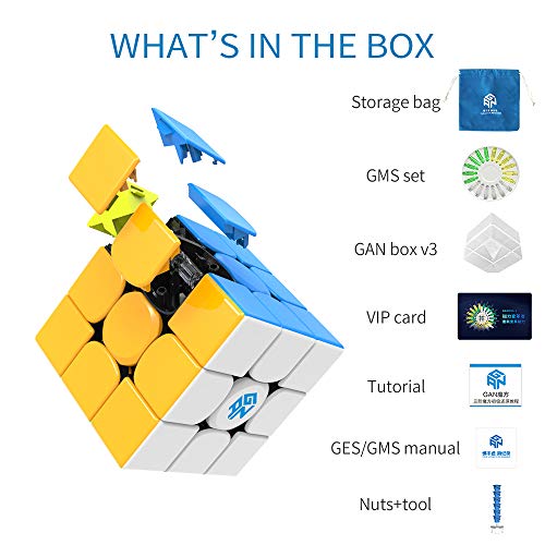 GAN 356X v2, 3x3 Cubo Mágico Speed Puzzle de Gans Magnético Cube Juguete Rompecabezas (Sin Pegatinas)