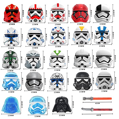 Gedar 63 Piezas Armas para Lego Star Wars Minifiguras, Casco, máscara, Espada Larga, Blasters para Lego Star Wars, Espadas láser para Lego Clone Wars Minifiguras