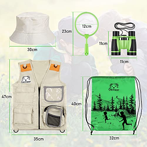 Gemeer Kit de Aventuras al Aire Libre, 26 Kits de Captura de Insectos, Kits de Aventuras al Aire Libre para niños, Kits de Ropa de Aventura, Juegos educativos, Juguetes de Aventura (Verde)