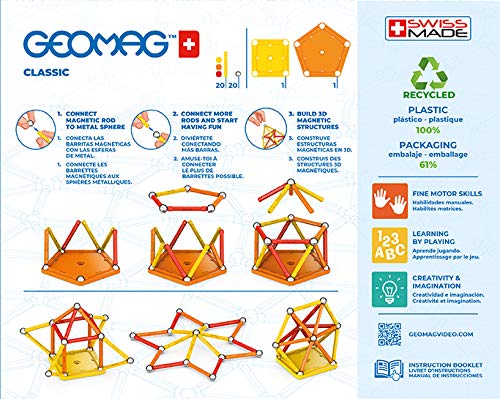 Geomag Color, Juego de Bloques de Construcción Magnéticos para Niños, Juguete Magnético, Colección Verde de Plástico 100% Reciclado, 42 piezas (271)