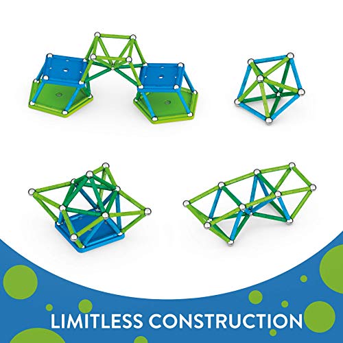 Geomag Color, Juego de Bloques de Construcción Magnéticos para Niños, Juguete Magnético, Colección Verde de Plástico 100% Reciclado, 60 piezas (272)