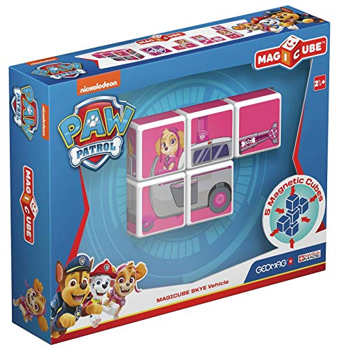 Geomag-GM081 Magicube Paw Patrol 081, El helicóptero de Skye, construcciones magnéticas, 3 Cubos (La Patrulla Canina), Multicolor (GM081)