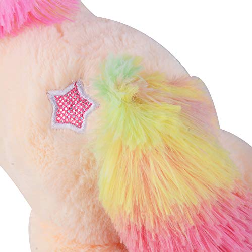 Georgie Porgy Niños Unicornio De Peluche Arcoiris Multicolor Pony De Peluche Regalos de Peluche para Niñas Mayores (15" Rosado)