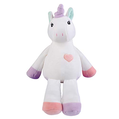 Georgie Porgy Peluche Unicornio Terciopelo Super Suave Osito de Peluche Animal Juguete Suave para Niños (Blanco Verde)