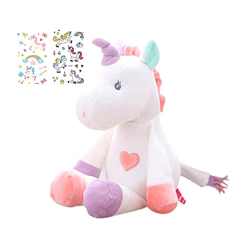 Georgie Porgy Peluche Unicornio Terciopelo Super Suave Osito de Peluche Animal Juguete Suave para Niños (Blanco Verde)