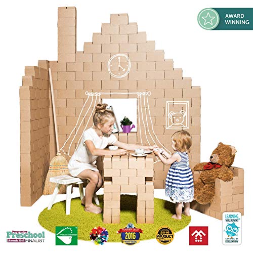 GIGI Bloks Bloques de Construcción Gigantes de Cartón | Juegos de Construcción para Niños 200 Piezas XXL | Kits de Ladrillos Para Grandes Construcciones Infantiles de Castillos y Torres Grandes