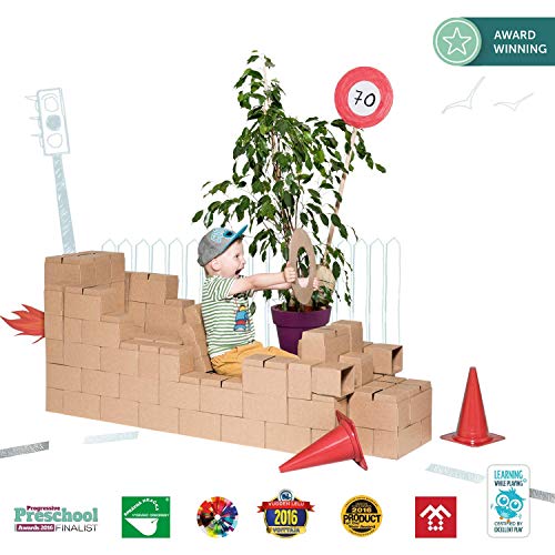 Gigi Bloks Bloques de Construcción Gigantes de Cartón | Juegos de Construcción para Niños 60 Piezas XXL | Kits de Ladrillos para Grandes Construcciones Infantiles de Castillos y Torres Grandes