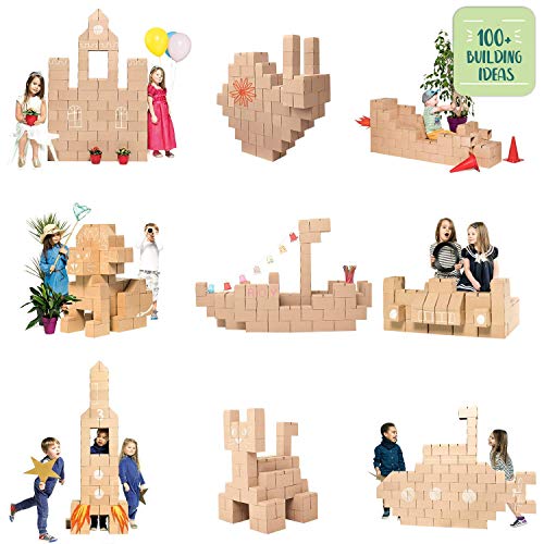 Gigi Bloks Bloques de Construcción Gigantes de Cartón | Juegos de Construcción para Niños 60 Piezas XXL | Kits de Ladrillos para Grandes Construcciones Infantiles de Castillos y Torres Grandes