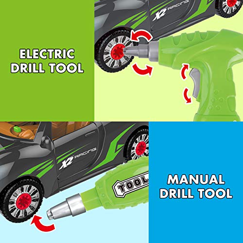 GILOBABAY Coches de Juguetes con Sonidos y Luces ,Desmonte el Juguete la Herramienta,Juegos de Montaje para niños ，Juguetes niños 3 4 5 6 7 años