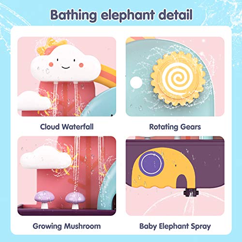 GILOBABY Juguetes Bañera,Kit de Juguetes Baño para Niños con Taza y Oso y Cactus,Regalos para niños y niñas de 1 2 3 4 5 6 año