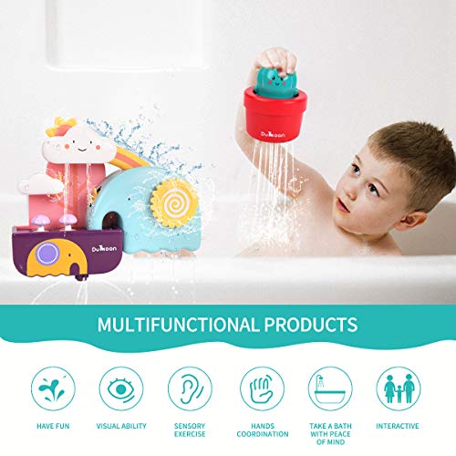 GILOBABY Juguetes Bañera,Kit de Juguetes Baño para Niños con Taza y Oso y Cactus,Regalos para niños y niñas de 1 2 3 4 5 6 año