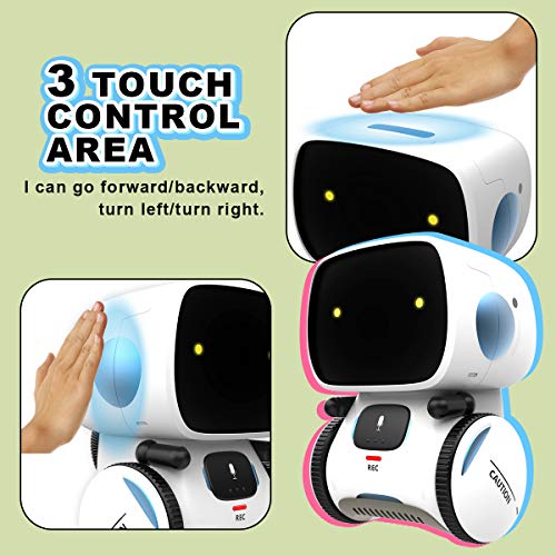 GILOBABY Robot inteligente para niños, función táctil con función de reconocimiento de voz, robot electrónico con baile y música y caminar, regalos para niños y niñas (color blanco)