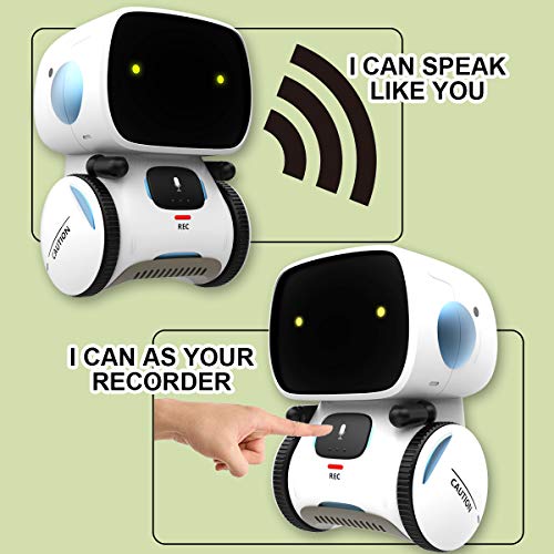 GILOBABY Robot inteligente para niños, función táctil con función de reconocimiento de voz, robot electrónico con baile y música y caminar, regalos para niños y niñas (color blanco)