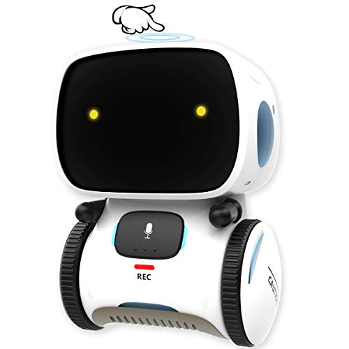 GILOBABY Robot inteligente para niños, función táctil con función de reconocimiento de voz, robot electrónico con baile y música y caminar, regalos para niños y niñas (color blanco)