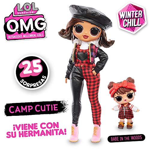 Giochi Preziosi- L.O.L Surprise OMG Winter Chill: Camp Cutie y Babe in The Woods Muñeca y Miniatura, Multicolor (LLUE3200)