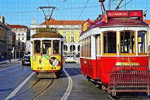 GIRDSS Rompecabezas Adultos 1000 Jigsaw Puzzle Game Portugal Tranvía Lisboa Regalo para niño dificultad Regalo para