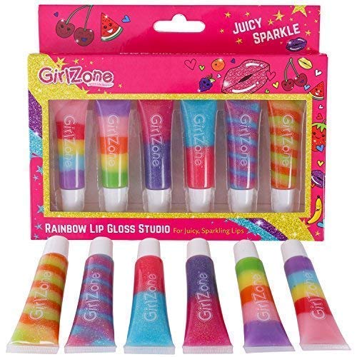 GirlZone Regalos para Niñas - Brillo De Labios para Niñas - 6 Sabores Deliciosos y Afrutados - Maquillaje Niñas - Lipgloss Ideal Cumpleaños - Regalo Niña 3 a 12 Años