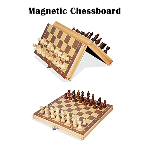 GIVROLDZ Juego De Ajedrez Magnético, con Ranuras Almacenamiento Fieltro Y Piezas Ajedrez Talladas A Mano Juego Mesa Tácticas Clásicas Juegos De Ajedrez Viaje Plegables Portátiles De Madera,39 * 39cm