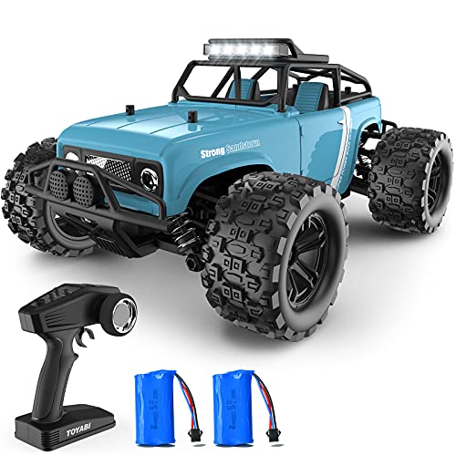 GizmoVine Coche Teledirigido , 4WD 40 KM / H 2,4 GHz Hobby Coche RC de Alta Velocidad Evitar Colisiones y Resistente al Agua , con Motor Magnético de 380 Potentes , para Niños y Adultos (Azul)