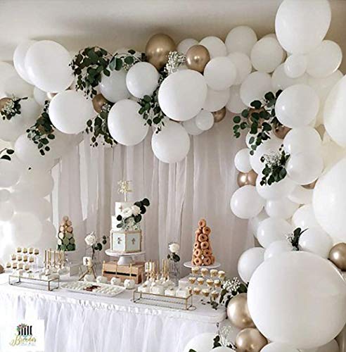 Globos blanco, 100 Pcs Globos blanco, Látex Globos de Cumpleaños para Decoración Fiesta/Día de San Valentín/Decoraciones/Navidad/Comunión Bodas