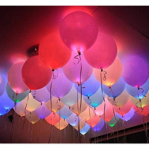 Globos de luz LED, paquete de 40 unidades, que brillan en la oscuridad, suministros de fiesta de neón y suministros para fiestas de 8 a 24 horas