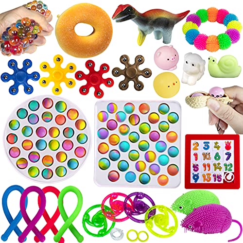 Gmajtars Bubble Fidget Sensory Toys Pack, Set de Fidget Juguetes Antiestrés Sensoriales Figwt Fillet Fifget Figet Figettoy Burbujas Toy Mochi Pelotas Box Regalos para Niños Adultos Navidad Cumpleaños