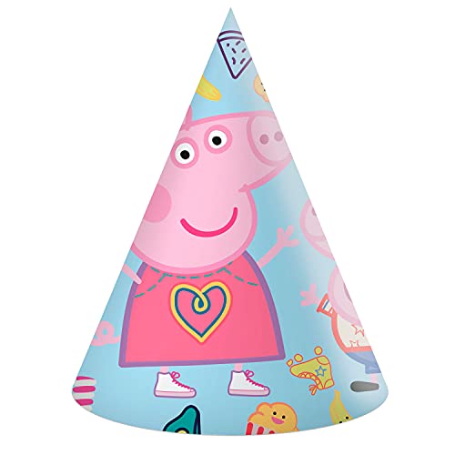 godam 6 gorros de papel para fiestas con temática de Peppa Pig - 20191009290191996