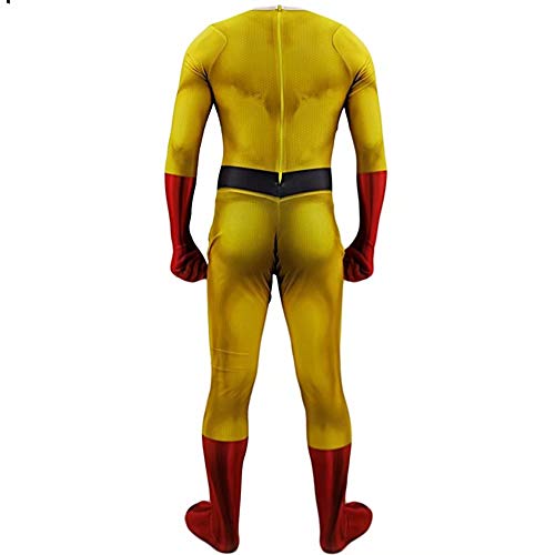 Godmoy One Punch Man Costume Saitama Cosplay Jumpsuit Set con Capa Disfraces de superhéroe de Halloween Monos para niños Adultos