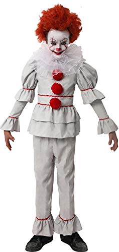 Gojoy Shop- Disfraz de Payaso Asesino para Niños Idea para Carnaval y Halloween, (Contiene Camiseta, Pantalón y Cuello Pintura Esponja Broma de Cuchillo 4 Tallas Diferente) (10-12 AÑOS)