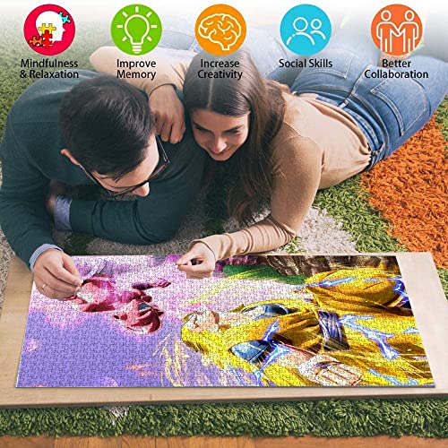 Goku Super Saiyan VS Majin Buu Jigsaw 1000 Puzzles para adultos Dragon Ball 1000 Piezas Rompecabezas DIY Jigsaw Juegos divertidos para padres e hijos regalo de cumpleaños - Anime 70x50cm