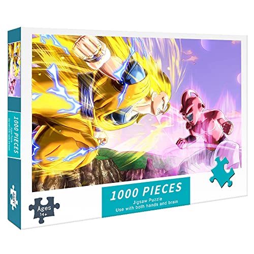 Goku Super Saiyan VS Majin Buu Jigsaw 1000 Puzzles para adultos Dragon Ball 1000 Piezas Rompecabezas DIY Jigsaw Juegos divertidos para padres e hijos regalo de cumpleaños - Anime 70x50cm