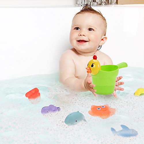 GOLDGE 10pz Juguetes Bañera para Bebés, Juguetes de Natación del Flotante Juegos de Agua Orgsnizador Baño Los Niños Niña Juguetes Educativos Seguro sin BPA