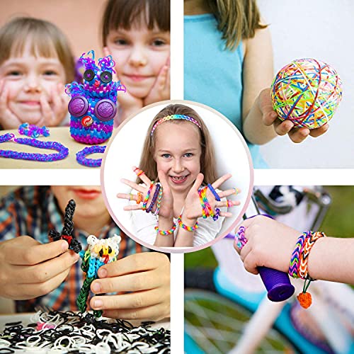 Gomillas para Hacer Pulseras de Colores, Gomitas Pulseras Banda Elástica para Hacer Pulseras con Gomas, Bandas de Goma de Juguete para Niños, Kit Para Pulseras conjunto de tejido de banda de goma