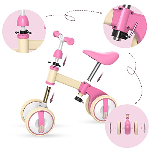 Gonex Bicicleta sin Pedales, Bici Bebe para Niños de 1 Año, Bicicleta Equilibrio de Altura Ajustable, Triciclos Bebes Correpasillos para Niños y Niñas 1 Año Regalo Juguetes