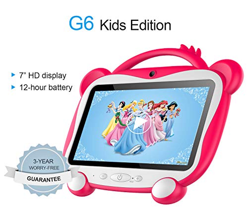 GOODTEL Tablet para Niños 7 Pulgadas Tablet Infantil Android 10.0 Quad-Core Processor, 16GB ROM, HD Pantalla1024*600 Doble Camera(0.3MP+2MP) 3G,WiFi,GPS,Certificación Google,Juegos Educativos-Rosado