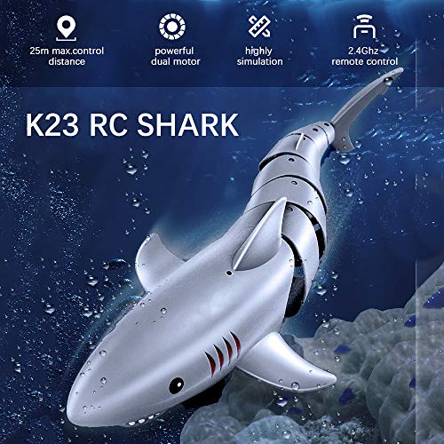 Goolsky K23 RC Tiburón Mini Shark RC Pez Control Remoto Juguete 2.4G Barco RC Subacuático Barco de Carreras Eléctrico Juguete Parodia Juguete al Aire Libre de Verano