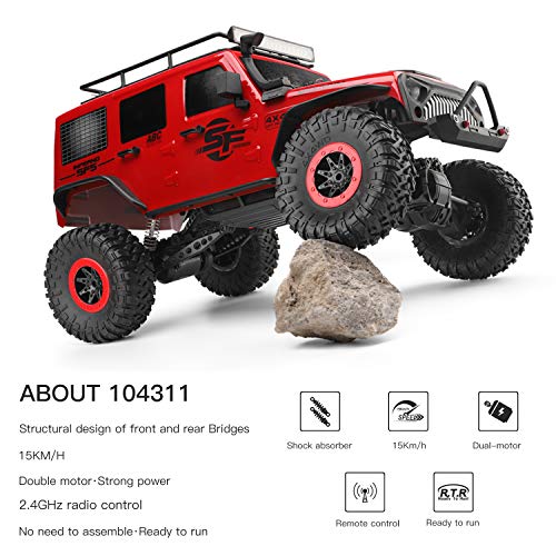 Goolsky WLtoys 104311 RC Coche 2.4G 1/10 4WD Jeep Coche SUV Motor Cepillado Control Remoto Off-Road Crawler Coche