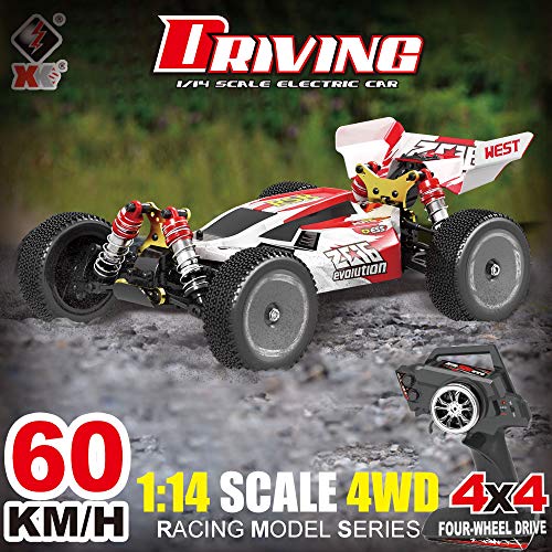 Goolsky Wltoys XKS 144001 RC Coche 60km / h Alta Velocidad 1/14 2.4GHz RC Buggy 4WD Racing Off-Road Drift Coche RTR (Rojo)