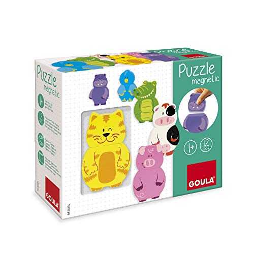 Goula - Puzzle de madera magnético intercambiable de animales para niños a partir de 1 año