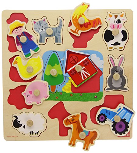 Goula- Puzzle Encajes Granja Madera 28x28cm, Multicolor, (Diset 53025) , color/modelo surtido