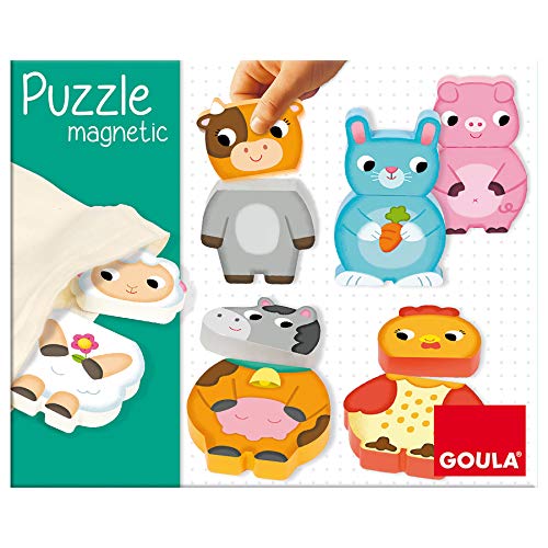 Goula- Puzzle magnético animales granja - Puzzle de madera a partir de 1 año